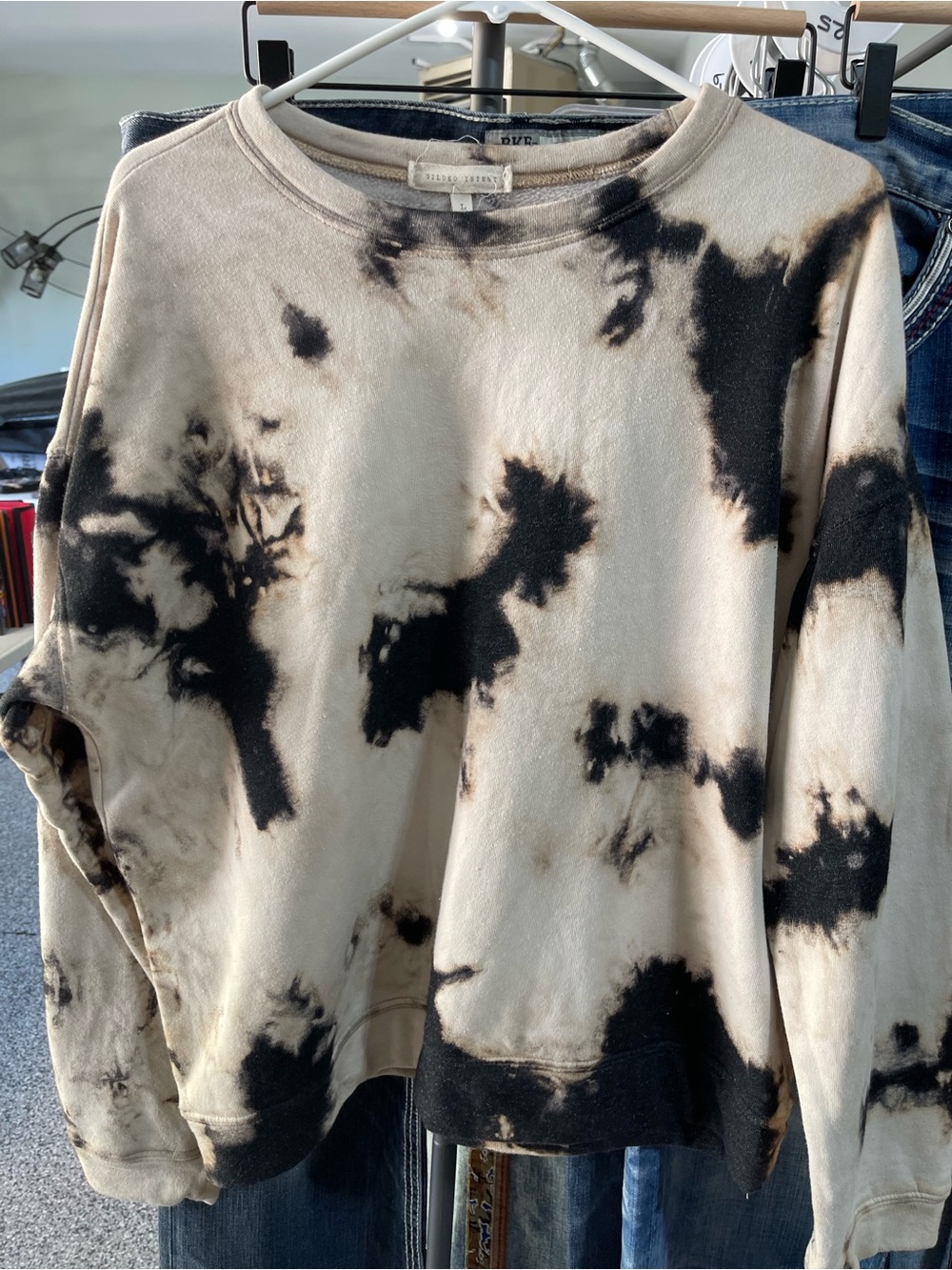 Gilded Intent Black & Cream Tie-Dye Pullover Sweatshirt